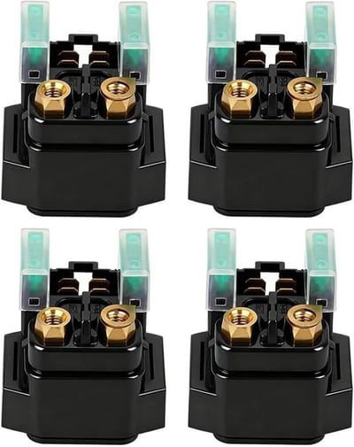 Motor Startrelais - Elektrisch Relais - Motor Starten - Stroomschakelaar Functie - 4 Stuks - Zwart