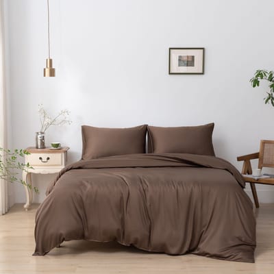 Bamboe dekbedovertrek eenpersoons Coffee Brown donkerbruin 140x200 cm – zacht, ademend & duurzaam | Boomba Bamboo®