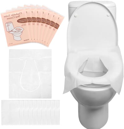Toiletbrilhoezen - Zittinghoezen Doorspoelbaar - Hygiënisch Reizen - Biologisch Afbreekbaar Materiaal - 430 x 355 mm - Wit