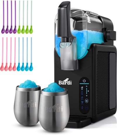 Bardi Slush Hero® Combi – Slushmachine - Slush Puppy Maker 2,6L + 2 Thermoscups RVS+ 12 Slush Lepelrietjes – Voor Slushies, Milkshakes, Frappé & Frozen Cocktails – Zelfreinigend – zwart