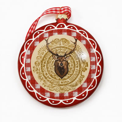 ZoeZo Design - 20 stuks - Kerstbal - platte kerstbal - rendier - nostalgische kerstbal - oud Hollandse kerst - Ø 8,5 x dikte 2 cm - Glas