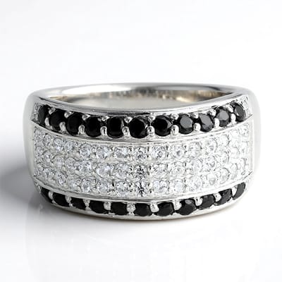 Cavill - Zilveren Ring met Zwarte Spinel en Zirkonia 1,67 ct - 925 Sterling Zilver - Elegante Moderne Pave Zetting - Ringen voor Dames