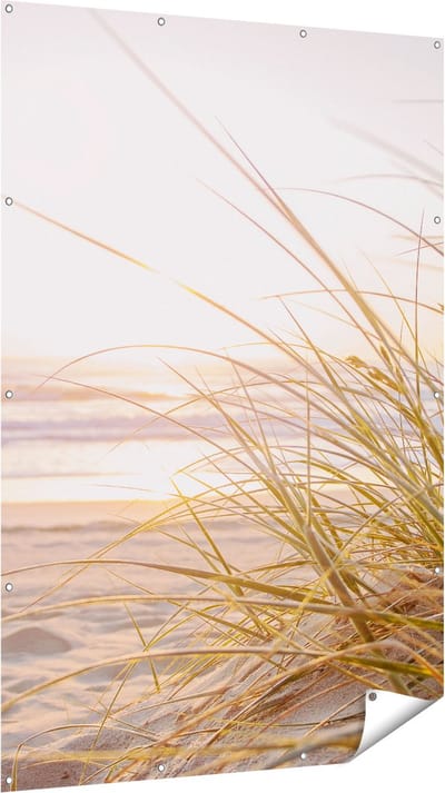 Gards Tuinposter Strand en Duinen tijdens Zonsondergang - 120x180 cm - Tuindoek - Tuindecoratie - Wanddecoratie buiten - Tuinschilderij