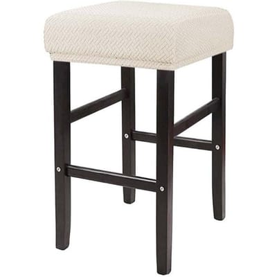 Eenvoudige Rechthoekige Elastische Kap voor Krukje van Kaptafel Stofdicht en Wasbaar Kap voor Krukje aan Counter Zadel Barstoelhoes 25*35*2 cm beige