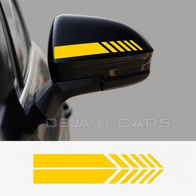 AMG Look strepen voor Mercedes Benz spiegelkappen - Geel / Yellow | Sticker | Geschikt voor Spiegelkappen, autoruiten, deuren, bumpers, motorkap, achterklep | Reflecterende autostickers (ideaal voor zowel binnen- als buitengebruik)