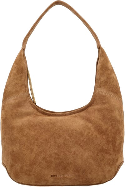 Hide & Stitches Brazos Schoudertas - Buidel - Hobo - Tas - Suede - Leer - Shopper - Leren Dames Tas - Camel