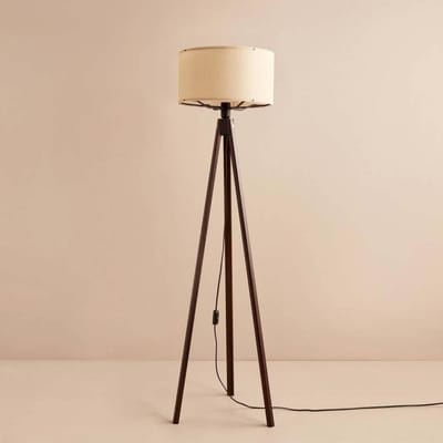 Asir - Vloerlamp - Crème, bruin - 100% STOF - 21 x 140 x 21 cm