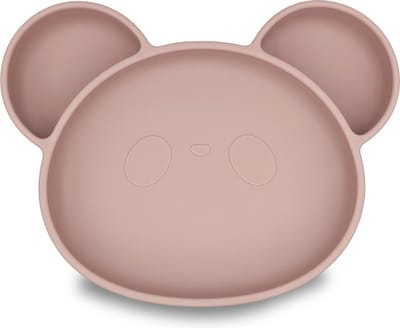 Youly® Siliconen kinderbord beer - Kinderservies - Baby servies - Baby bord - Anti Slip - Bord met zuignap - BPA vrij - Poeder Roze