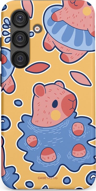 Casetastic Hoesje Geschikt voor Samsung S25 - Stijlvolle Beschermende Duo-layer Case - Capibara plons