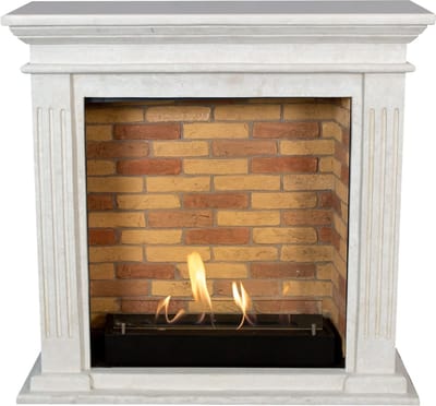 Xaralyn Bio-ethanol haard - Cadiz BST-SWP - wit gepolijst natuursteen - 3 KW verwarming - haardombouw inclusief inbouwhaard - schouw