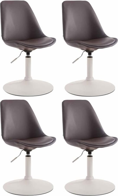 CLP Maverick Set van 4 Eetkamerstoelen - Kunstleer bruin wit