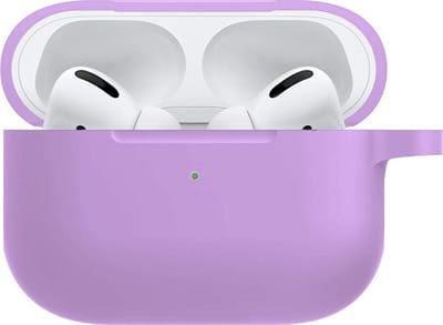 Hoesje - Geschikt voor Apple Airpods Pro - Siliconen Hoes met Clip - Silicone Case Cover - Lila