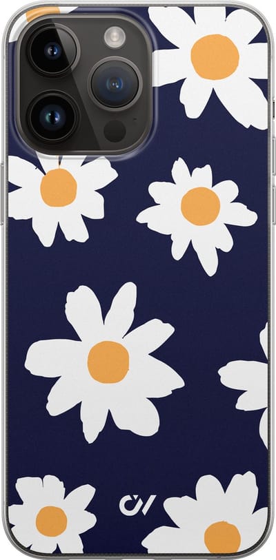 Hoesje geschikt voor Apple iPhone 14 Pro Max - Sweet Daisies - - Blauw - Apple - Casevibes