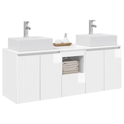 vidaXL - Badkamerkast - set - 3 - st - Hoogglans - Wit - 129 - x - 41 - x - 79,5 - cm