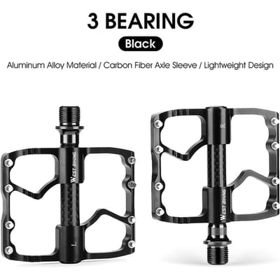 Ultralichte Aluminiumlegering Fietspedalen 3 Lagers Fietspedalen Antislip Waterdicht Plat Breed Fietspedalen Fiets zwart