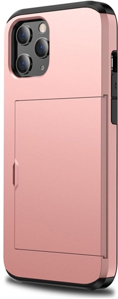 pashouder hoesje geschikt voor iPhone 12 Pro / geschikt voor iPhone 12 | vakje voor pasjes Rosé gold