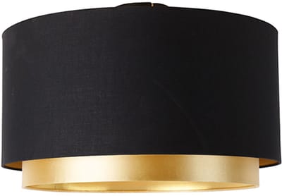 QAZQA shade-duo - Moderne Plafondlamp met kap - 1 lichts - Ø 47 cm - Zwart Goud - Woonkamer | Slaapkamer | Keuken
