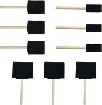Set van 9 Stukjes Schuim Spons Kwasten voor Vloeiende Oppervlakken, Perfect voor Schilderen, Knutselen en Meubelonderhoud