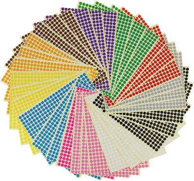Allecto Premium - Ronde stipstickers in 12 kleuren met 36 vellen - 14688 stippen