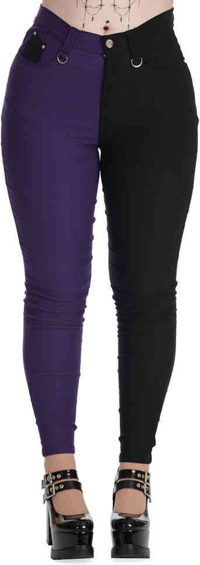 Banned - Bailey Half And Half Broek rechte pijpen - XL - Paars/Zwart