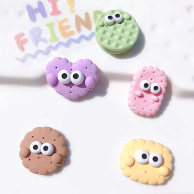 TLVX 5 stuks 3D Koekjes met Ogen Magneten / Leuke Koelkastmagneten / Foto Magneet / Vrolijke Speel- en Leer Magneten / School / Whiteboard / Decoratief / Boodschappenlijst / Notitie / Memo bord / Kantoor / Schoolbord / Magnetisch / Kleur Magneetjes