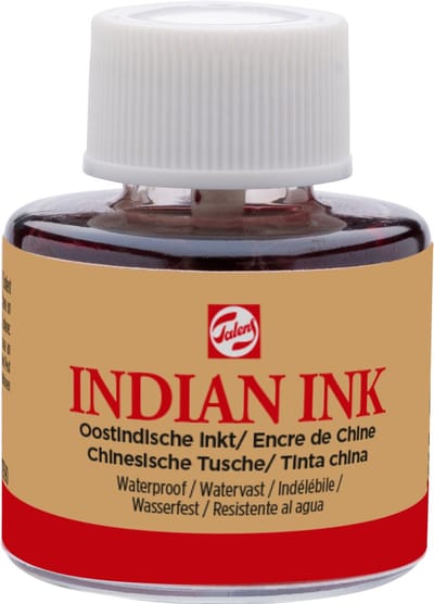 Talens Oostindische Inkt - Zwart 700 - 11 ml Flacon - Sneldrogende Watervaste Inkt voor Dompelpennen, Tekenpennen, Luchtpenseels - Perfect voor Diverse Papiersoorten