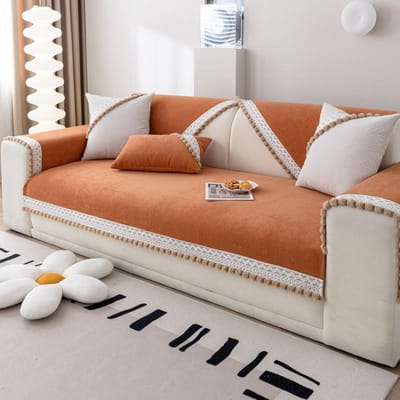 Bankkussen voor alle seizoenen, Antislip Pompon Chenille, Nieuwe Bankhoes, Kant Hoes, Kussenkussen 70*70cm