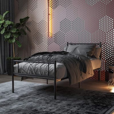 Metalen Platform Twin Bed Frame voor Kinderen en Volwassenen met Opbergruimte - Zwart
