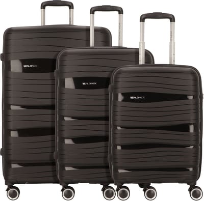 Worldpack Miami 4 wielen Kofferset 3-delig - Harde bagage - TSA slot - schwarz