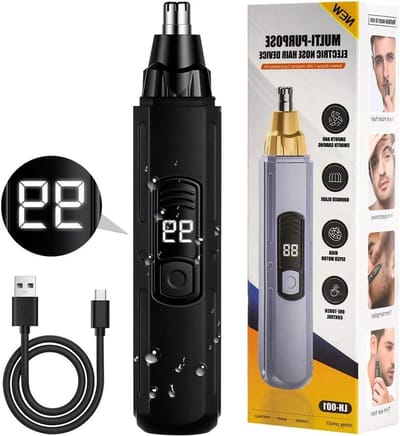 Neus Oor Trimmer - Onthaartrimmer Apparaat - Gezichtsverzorging - USB Oplaadbaar LCD - 14 cm - Zwart