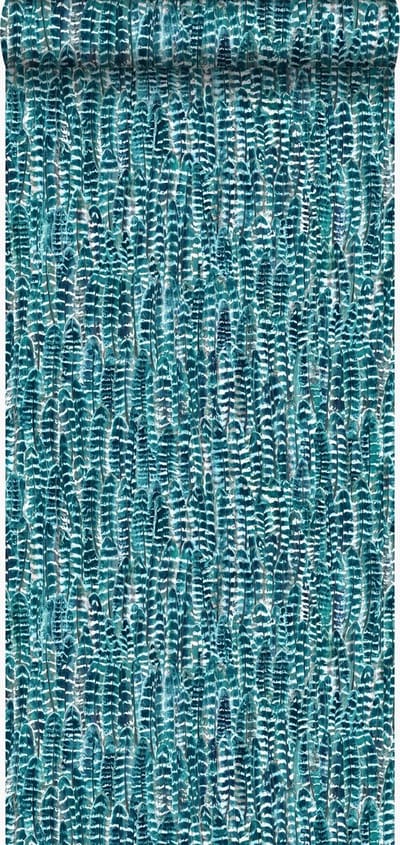 Origin Wallcoverings behang veren zeegroen - 53 cm x 10.05 m - 347393