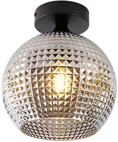 QAZQA sphere - Art Deco Plafondlamp - 1 lichts - Ø 200 mm - Zwart - Woonkamer | Slaapkamer | Keuken