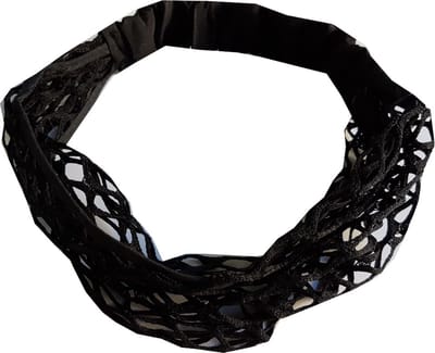 Haarsoires Haarband 3-in-1 - Opengewerkt - Zwart - Comfortabel Jersey - Casual & Sportief