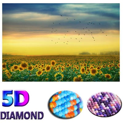 Volledige boor diamant schilderij hars zon bloemen landschap 5D diamant borduurwerk 20X30CM yellow