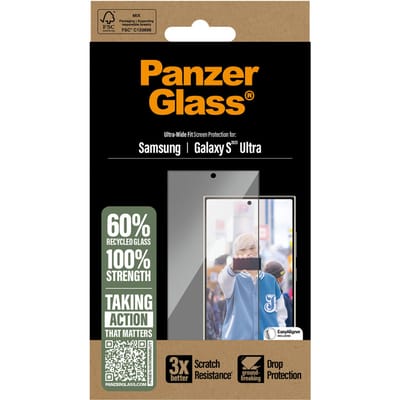PanzerGlass Screenprotector geschikt voor Samsung Galaxy S25 Ultra Glazen | PanzerGlass Ultra-Wide Fit Screenprotector - Case Friendly