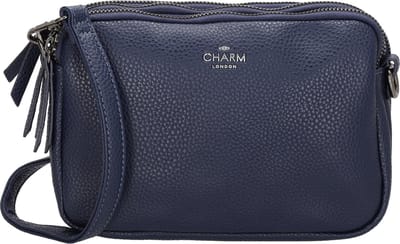 Charm London New York Schoudertas Dames - Handtas met verstelbare en afneembare schouderband - Tas van Imitatieleder - Blauw