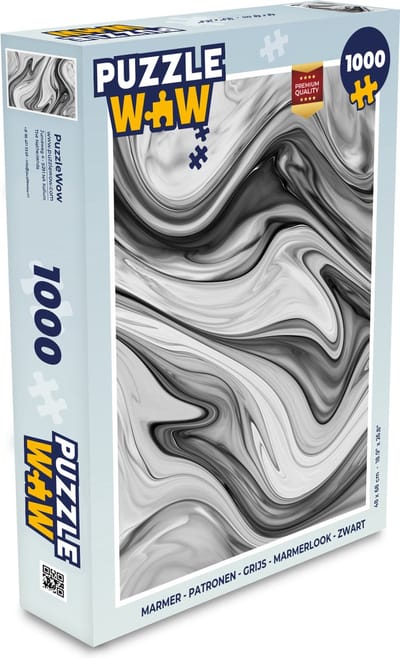 Puzzel Marmer - Patronen - Grijs - Marmerlook - Zwart - Legpuzzel - Puzzel 1000 stukjes volwassenen