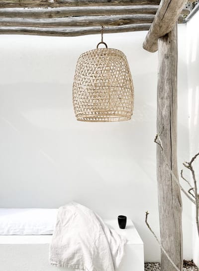 Hanglamp - Bamboe lamp - Lamp met fitting - Lampenkap - Bamboe Hanenmand Longo M - Little Lofts Interior