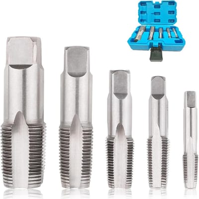 Schroefboorset 5-delig - Handtaps Set - Leidingen Tappen - Koolstofstaal - 1/8 tot 3/4 inch - Zilver