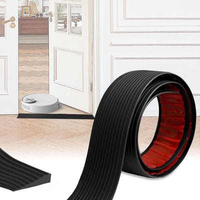 Drempelhelling voor Zuigrobots, 2 cm Hoog, Zelfklevende Rubber Drempel, Overgangsprofiel voor Rolstoelen en Kinderwagens, Zwart, 1 m x 8 cm x 1.5 cm