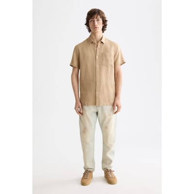 Scotch & Soda Core Seasonal - Regular-fit Short-sleeved Linen Shirt Tannin Taglia: S | Camicie Casual Outlet | Uomo | Bianco