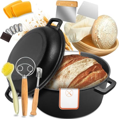 Gieter - Kookpan - Brood Bakken - Gietijzeren Pan - 5 Liter - Zwart