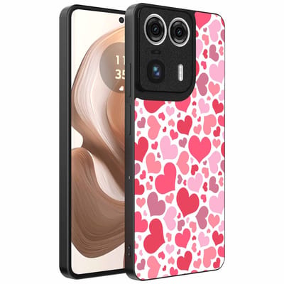 Geschikt voor Motorola Edge 50 Ultra Telefoonhoesje met Hartjes Print - Hearts Design TPU Backcover Case - Kinder Hoesje met Hartjes Design - Smartphonica geschikt voor Motorola Edge 50 Ultra