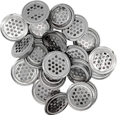 Ventilatierooster RVS - Rond Luchtrooster - Kast Ventilatie - Honingraat Ontwerp - 25mm 20 Stuks - Zilverkleurig