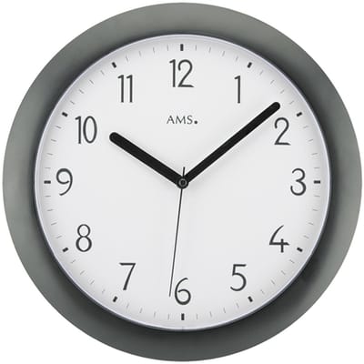 AMS F5845 - Wandklok - Rond - Kunststof - Radiogestuurde tijdsaanduiding - Ø28 cm - Zwart