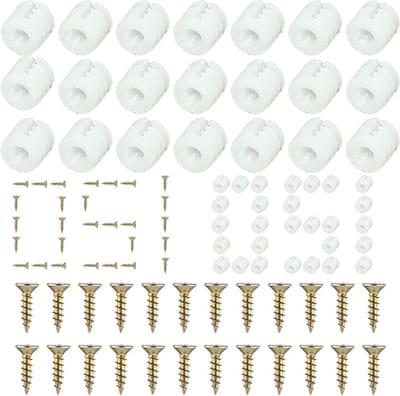 120 Sets Plastic Hinge Plugs Inserts voor Meubels, M4 x 10mm Hinge Plugs met Schroeven, Ideaal voor Deuren en Kasten, Reparatie en Bevestiging van Scharnieren