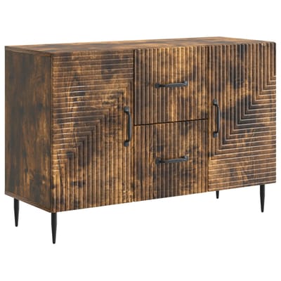 vidaXL - Dressoir - met - lade - Gerookt - eiken - 89 - x - 34,5 - x - 60 - cm - Bewerkt - hout