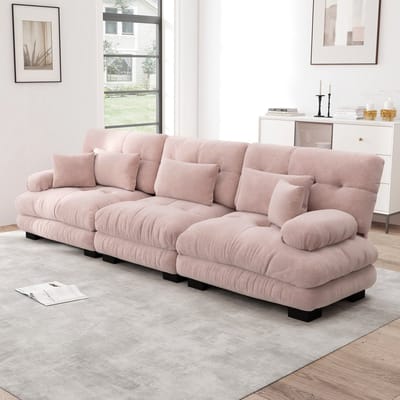 Wishdor - Modulaire Bank - Diepe Zitting - Vintage - Woonkamer - Chenille - Roze