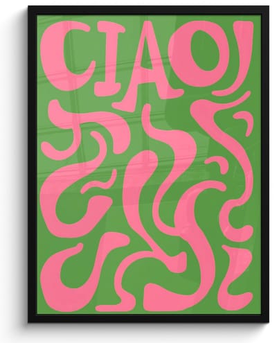 Poster in lijst - Fotolijst 50x70 cm - Posters - Abstract - Roze - Ciao - Vormen - Posterlijst zwart - Decoratie - Wanddecoratie woonkamer - Muurdecoratie slaapkamer