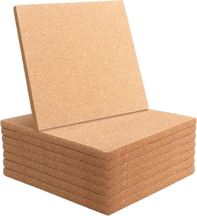 Set van 8 Kurken Onderzetters, Rectangulaire Coasters van 20 cm, Warmtebestendig voor Pannen en Keukenaccessoires